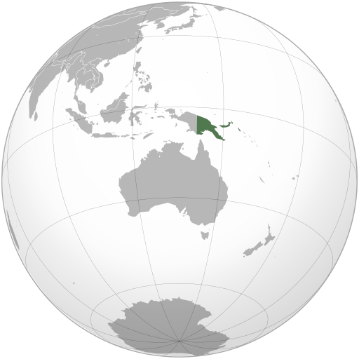 Location of Papua New Guinea (green)