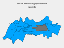 Mapa podziału administracyjnego Oświęcimia na osiedla