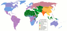 Major denominations and religions of the world Prevailing world religions map.png