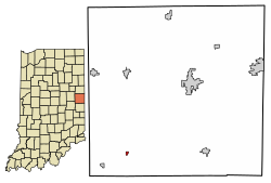 Location of Modoc in Randolph County, Indiana.