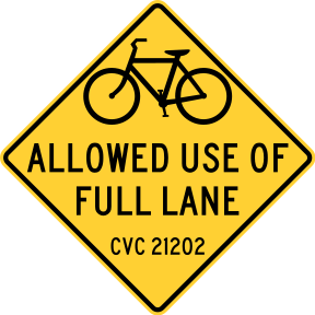 Bike Allowed Use of Full Lane CVC 21202, San F...