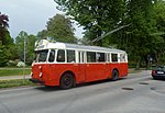 Restaurerad Scania-Vabis trådbuss, som tidigare rullat i Stockholm, fotograferad i Landskrona 2011.
