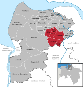 Kaart van Samtgemeinde Börde Lamstedt