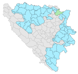 Location of the Republika Srpska (blue) and Brčko District (green) within Bosnia and Herzegovina.a