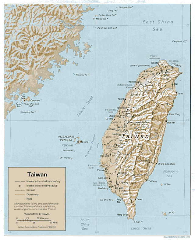 Relief map of Taiwan