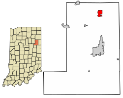 Location of Ossian in Wells County, Indiana.