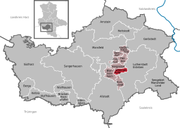 Läget för kommunen Wimmelburg i Landkreis Mansfeld-Südharz