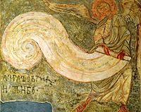 «Янгол, який звиває небо». Фреска ХІІ ст., Кирилівська церква