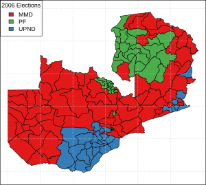 2006 Zambia Presidential Election Results by Constituency.svg