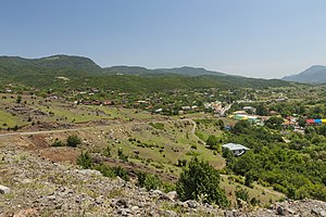 View of the village from the road between Vank and Gandzasar Monastery