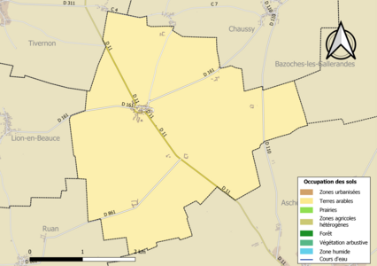 Carte des infrastructures et de l'occupation des sols de la commune en 2018 (CLC).