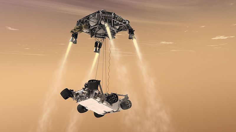 Curiosity aterrizando en Marte