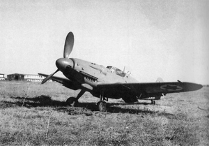 Československý stíhací letoun Avia S-199 v izraelských barvách.