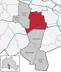 Bydelen Tempelhofs beliggenhed i bydelsområdet Tempelhof-Schöneberg, Berlin