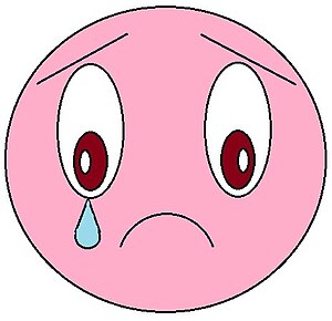 English: Pink emoticon crying