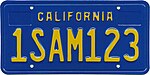 California 1SAM123 1980 Образец номерного знака.jpg