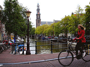English: Cycling en Amsterdam