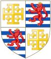 Escudo de armas del Reino de Chipre combinadas con las armas del Reino de Jerusalén.