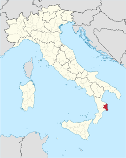 Karta över Italien med Provincia di Crotone markerat