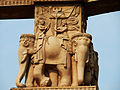 Sculpture at the gate of Shanti Stupa