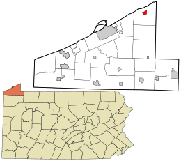 Location in Erie County and the state of Pennsylvania