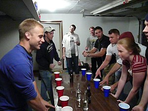 English: Beginning of a Flip cup game