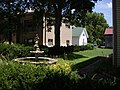 Fountain next to historic W.H. Morgan House.