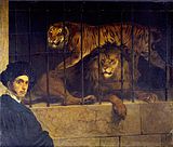 Autorretratua tigre eta leonekin, c. 1830