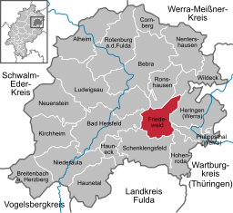 Läget för Friedewald i Landkreis Hersfeld-Rotenburg