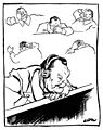 Karikatur von David Low: Görings Gestik auf der Anklagebank im Nürnberger Kriegsverbrecher-Prozess