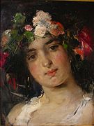 Portrait with Floral Wreath