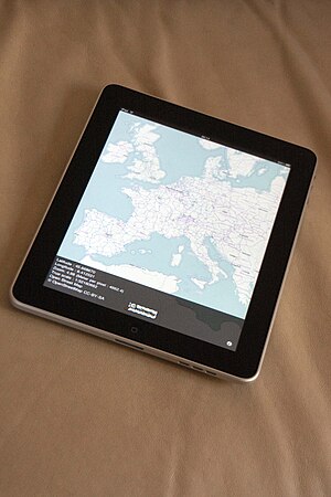 iPad showing OpenStreetMap content