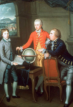 Jean Preudhomme, Ritratto di Douglas Hamilton, VIII duca di Hamilton, con il fisico John Moore e l'ufficiale John Moore, 1774.