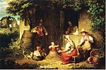 "Vinodlarens familj" (Il Vignaruolo), 1822. Målningen av Alexander Lauréus i Italien är en del av en privat samling.