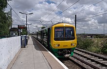 The (High Level) Cross-City Line terminus platform. Lichfield Trent Valley railway station MMB 09 323242.jpg
