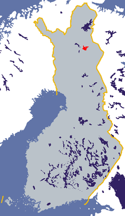 Lokka (červeně) na mapě Finska