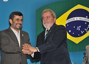 Ahmadinejad with president of Brazil Luiz Inác...