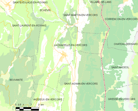 Mapa obce La Chapelle-en-Vercors