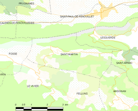 Mapa obce Saint-Martin-de-Fenouillet