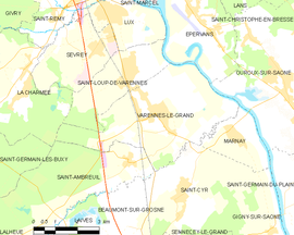 Mapa obce Varennes-le-Grand