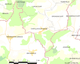 Mapa obce Châtillon-sur-Saône