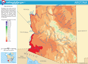 Arizona's average rainfall Map of Arizona Precipitation NA.png