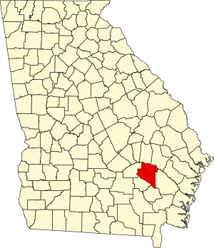 Карта Джорджии с выделением округа Апплинг