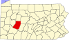 标示出印第安纳县位置的地图