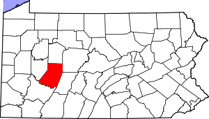 Карта штата Пенсильвания с указанием округа Индиана
