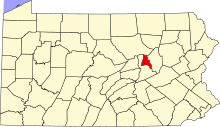 Map of Pennsylvania highlighting Montour County.svg