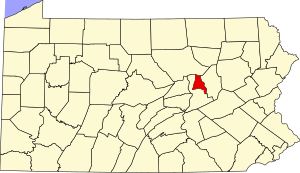 Карта Пенсильвании с выделением округа Монтур