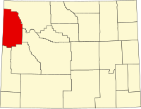 Map of Wyoming highlighting Teton County