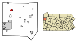 Расположение Гринвилля в округе Мерсер, штат Пенсильвания