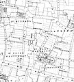 Milk Street (centre, vertical) on an 1875 Ordnance Survey map.[15]